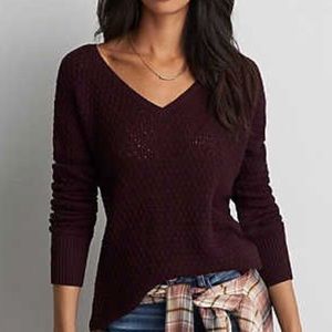 American Eagle textured V-neck sweater